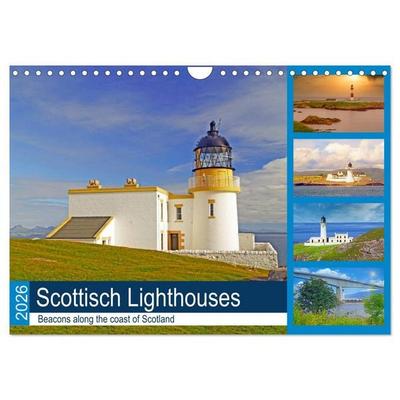 Scottish Lighthouses - beacons along the coast of Scotland (Wall Calendar 2026 DIN A4 landscape), CALVENDO 12 Month Wall Calendar