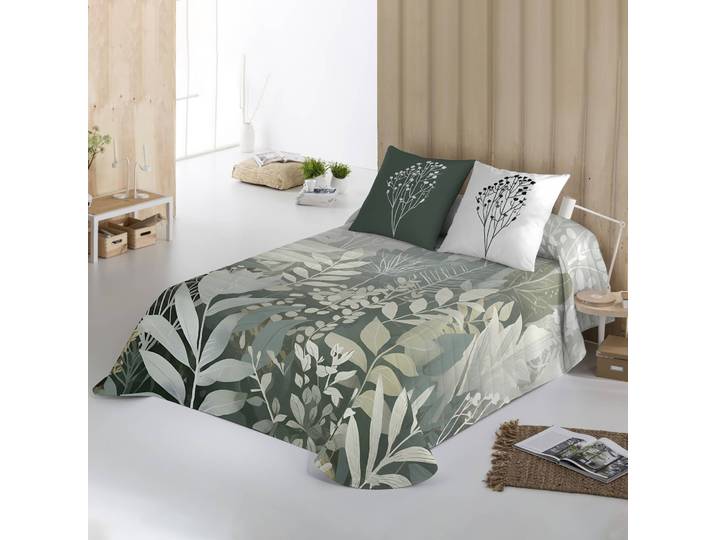 Couvre-lit matelassé Natura imprimé feuillages - Blancheporte