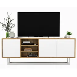 TV-LOWBOARD Apollo Wotan Eiche / Weiß matt 150 cm mit Metallrahmen