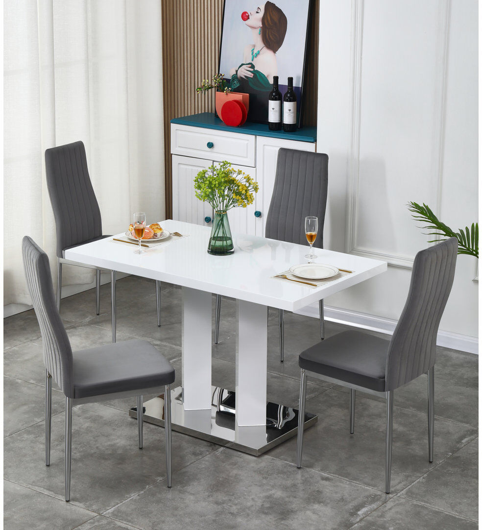 Ebern Designs Brittlynn 4 -Person Dining Set Grey 4