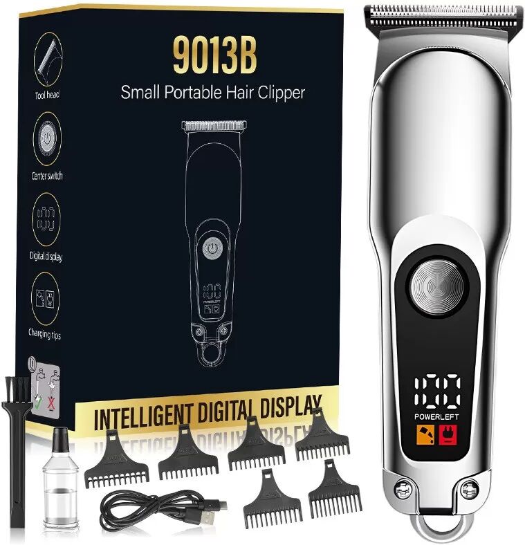 INF Mini-Haarschneider: Tragbarer, digitaler Haarschneider für Ölköpfe Silber