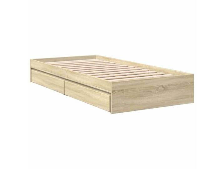 KTHLBRH Bettrahmen Eiche Sonoma 80 x 200 cm Technisches Holz, integrierte Schubladen, fester Lattenrost, 140 kg Stützlast