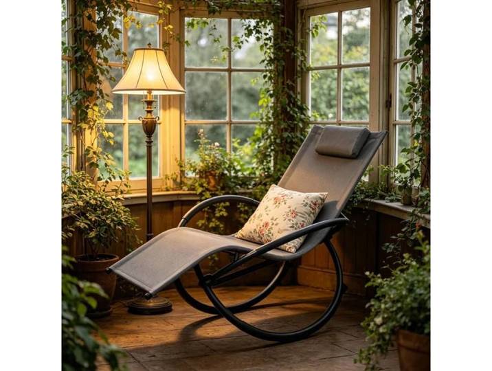 Fauteuil à bascule élégant chaise de détente pour extérieur modèle Liegestuhl confortable