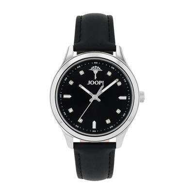 Quarzuhr JOOP, schwarz, Armbanduhren, Damen, Quarzuhr, Armbanduhr, Damenuhr, Lederarmband, analog, Kristallsteine