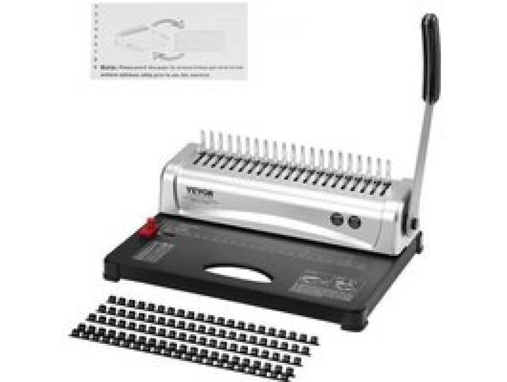 VEVOR Machine à relier, machine à relier à peigne 21 trous, 450 feuilles, machine à relier avec 100 épines de reliure à peigne de 9,5 mm, pour format lettre, A4, A5