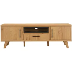 LOWBOARD BASSANO, MDF, in Eichenoptik, mit Ablagen, 150 x 40 x 51,8 cm