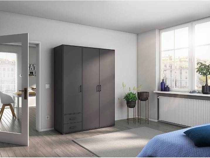 Drehtürenschrank Voyager 140cm Grau/Graumetallic Basic