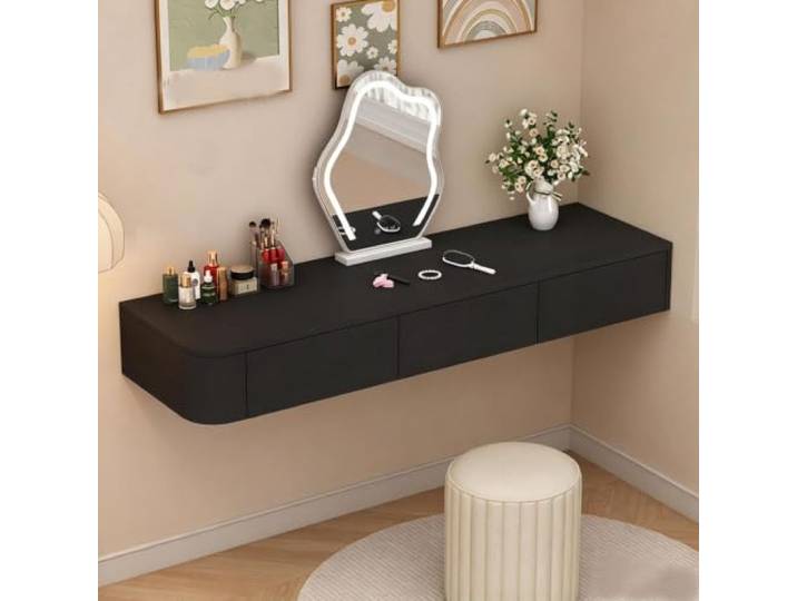 CTSSWMWY Wandmontierter Schwebender Schminktisch Marmor Nur Tisch Modern & Platzsparend,Mit Schubladen zur Aufbewahrung, Geeignet für Schlafzimmer Badezimmer(E,63*15.74*7.08IN)