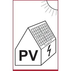 Feuerwehrschild, PV (für Solaranlagen) - DIN VDE 0100-712 (DGUV Information 203-052) - 100x150 mm Folie selbstklebend