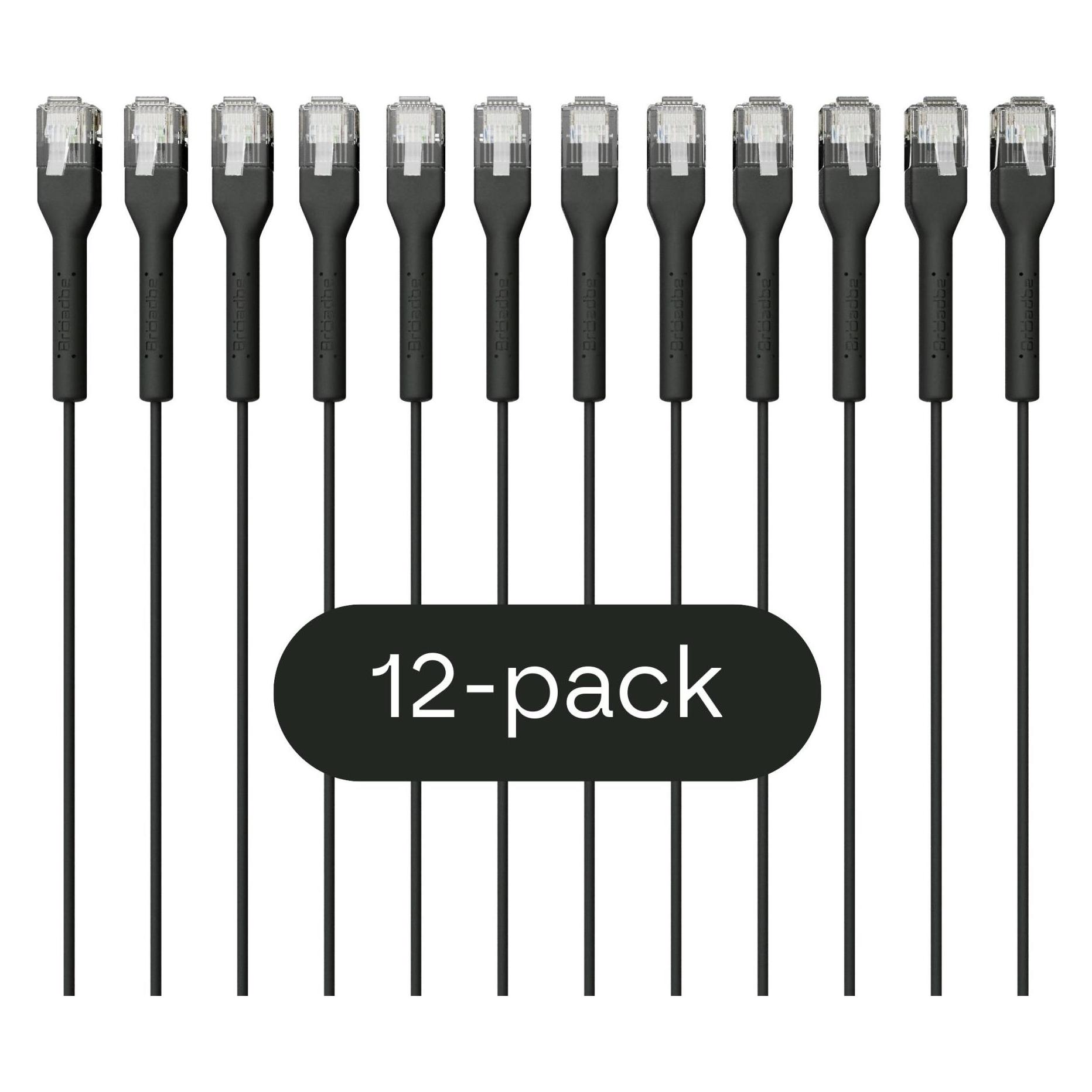 Broadbe Slim Patch Cable 5G Black 3m 12-pack Cable-Patch-Cat6-BK-3M-Slim-12 (CAT6, 3 m) (Cable-Patch-Cat6-BK-3M-Slim-12)