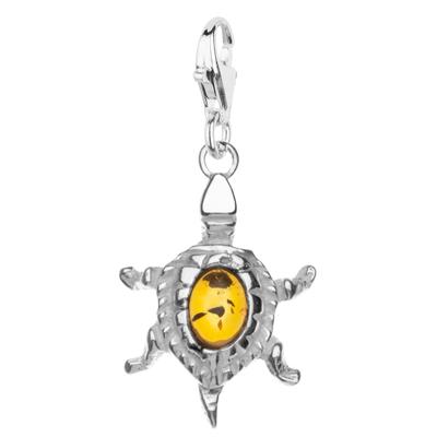 Kettenanhänger OSTSEE-SCHMUCK "- Schildkröte - Silber 925/000 - Bernstein" Gr. 34, silber (silber 925, silberfarben, weiß), Schmuckanhänger, Damen, Silber 925 (Sterlingsilber), Kettenanhänger