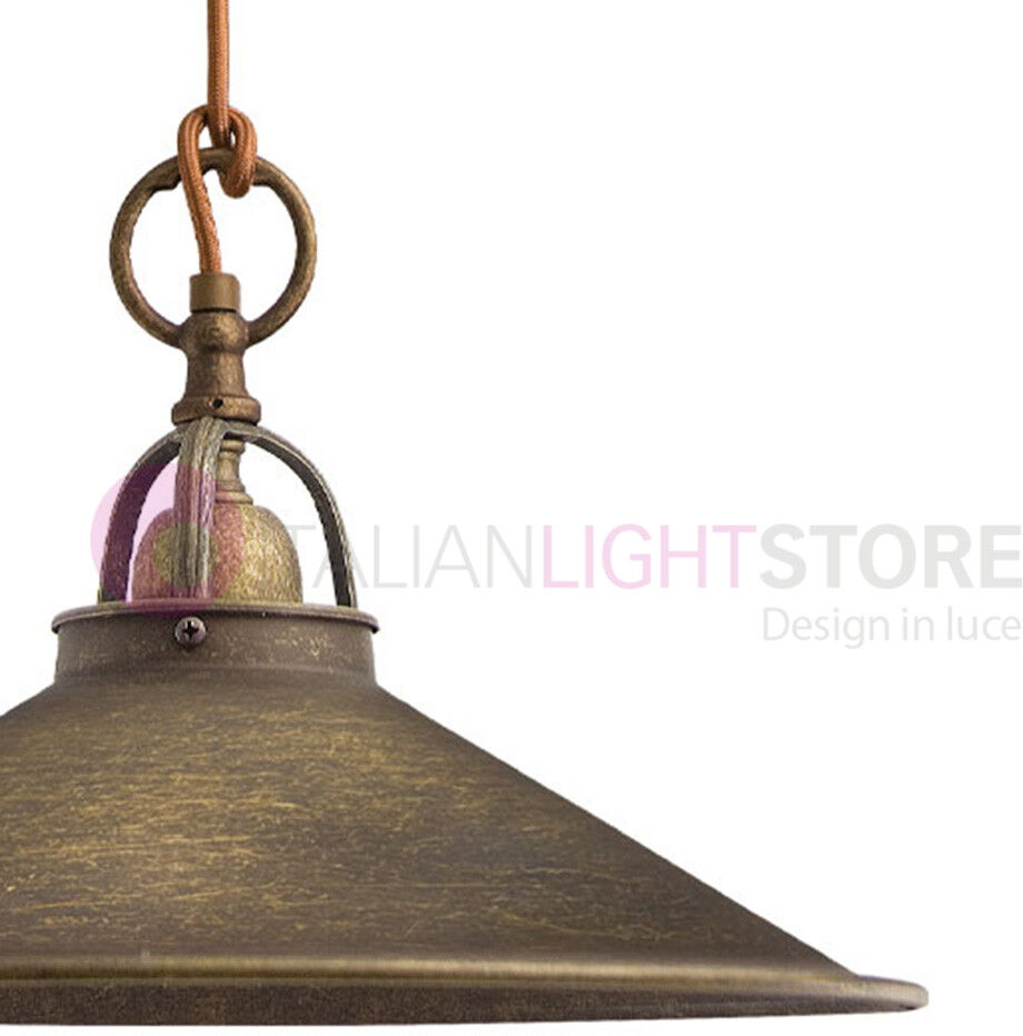 Casolare Sospensione Saliscendi In Ottone Anticato Stile Rustico Country