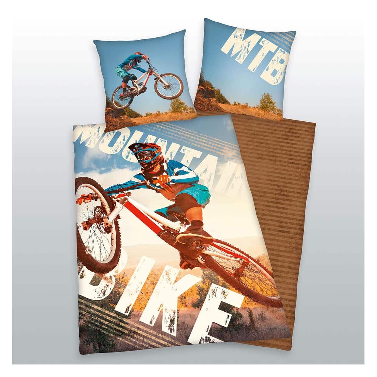 Herding Wendebettwäsche "Mountainbike" (135 x 200 cm, 80 x 80 cm) (B07GL39CDP)