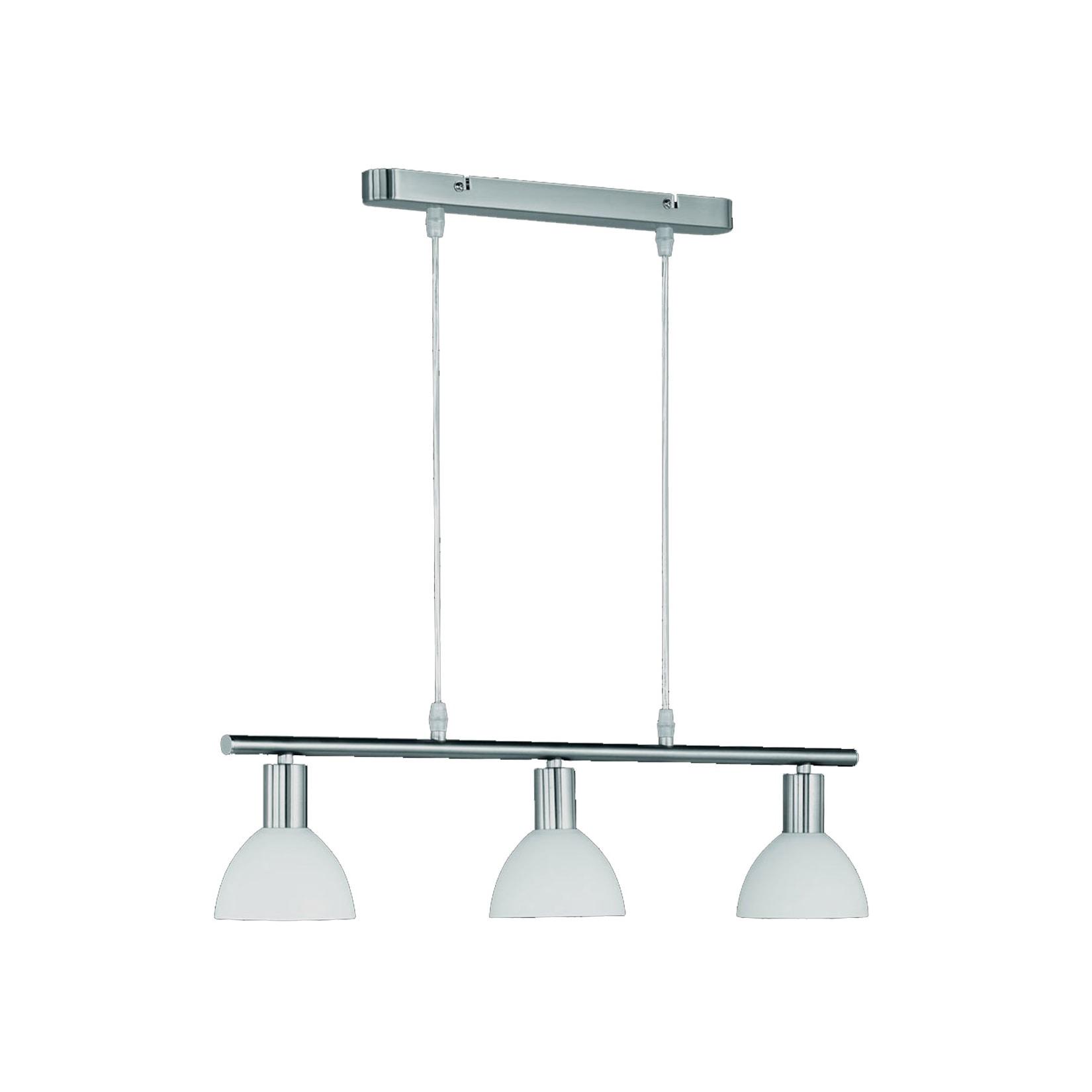 Reality Trio Pendelleuchte Hängelampe, 3-flammig, nickel matt, Glasschirm weiß