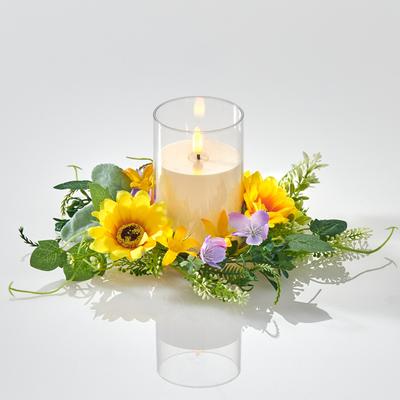 LED-Kerze mit Sonnenblumen-Kranz Eldo
