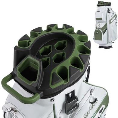 Costway Molded Lock Top Golf Cart Bag with 14-Way Full Length Dividers and 11 Pockets-Green