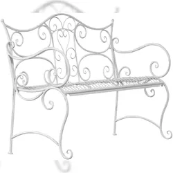 Décoshop26 - Gartenbank mit rustikalen Armlehnen 113 cm breit aus gealtertem weißem Metall 10_0002944