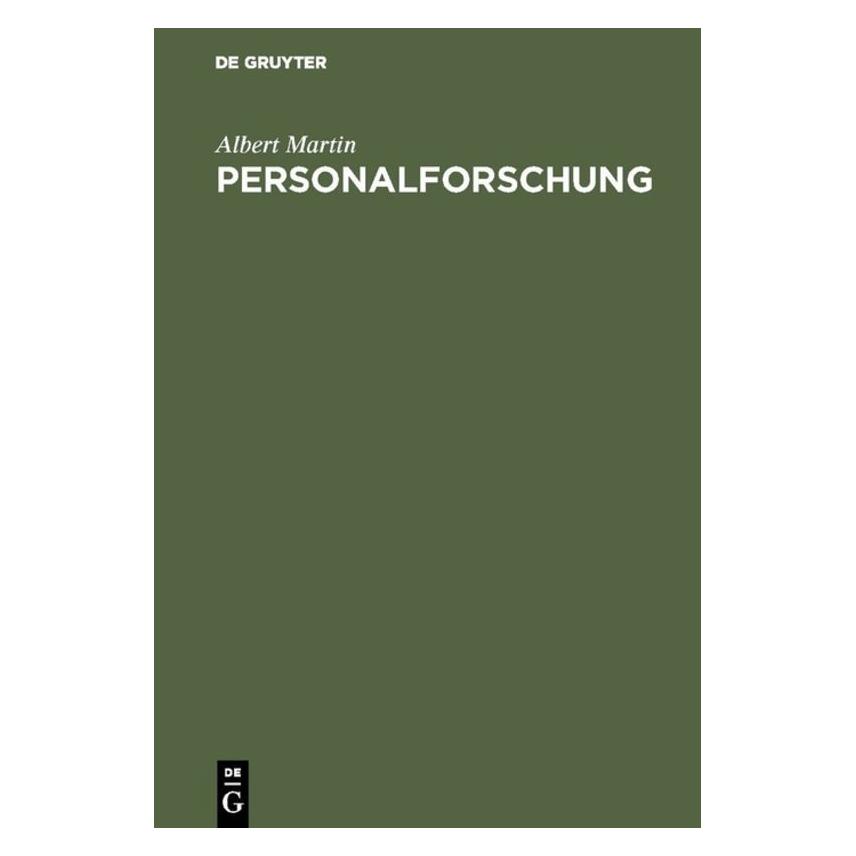 De Gruyter Martin,A.:Personalforschung (Deutsch, Hardcover, Albert Martin) (67827933)