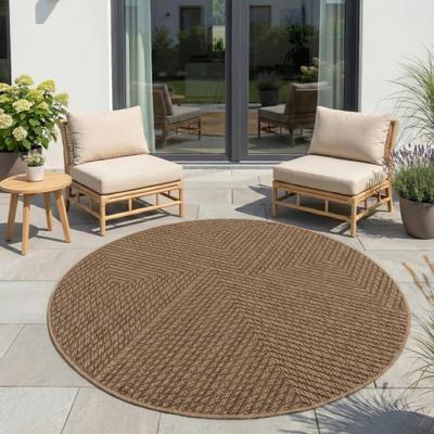 Outdoorteppich AYYILDIZ TEPPICHE "TIMBER 1404, auch als Läufer und rund", beige, H:5mm Ø:120cm, Polypropylen, Teppiche, Outdoorteppich, Läufer, Rund, In und Outdoor, Jute Sisal Optik, Wohnzimmer, Terasse