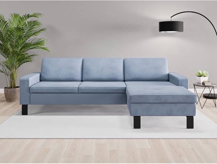 Ecksofa Rio Nr. 1 rechts - Blau (Jeansblau) - Vintage Velours