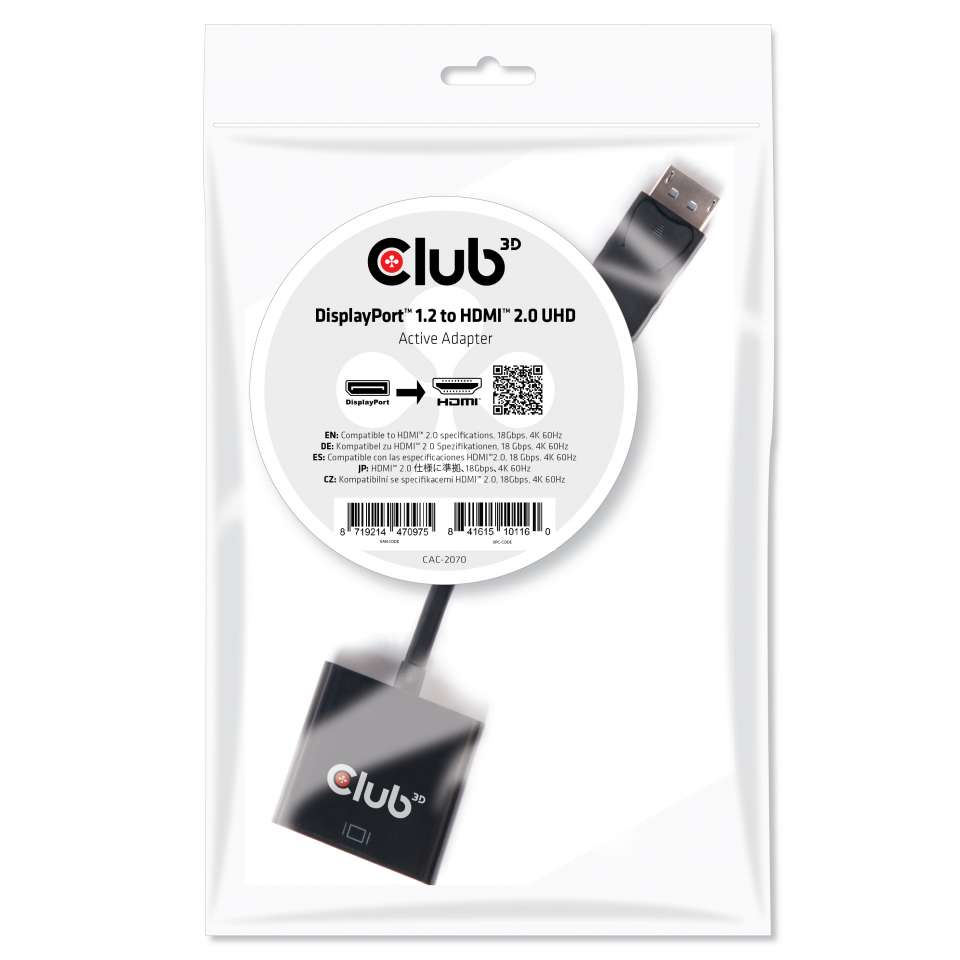 Club 3D Video- / Audio-Adapter DisplayPort / HDMI M bis W 20,3 cm 4K Unterstützung (CAC-2070)