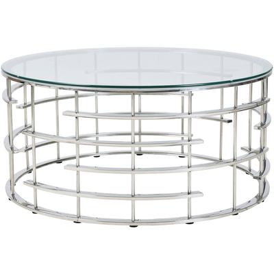 Couchtisch SALESFEVER "Glastisch: Stil und Funktionalität Wohnzimmertisch", silber (silber, silber, klar), B:90cm H:42cm T:90cm, Metall, Sicherheitsglas, Tische, Couchtisch, Gestell gefertigt aus rostfreiem Edelstahl