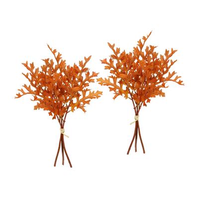 Kunstblume I.GE.A. "Künstlicher Eichenlaub-Busch", orange, B:19cm H:40cm L:14cm, Polyester, Kunstpflanzen, Kunstpflanze Sträuße Bouquet Herbstdeko Blumendeko herbstliche Blätter