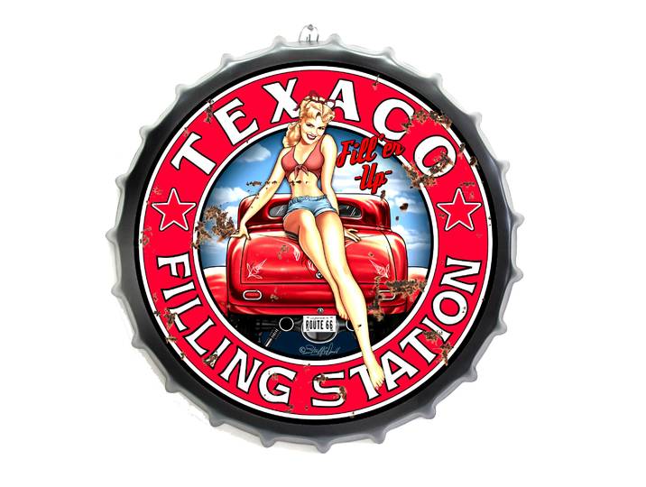 Plaque publicitaire de style Capsule avec l'inscription Texaco