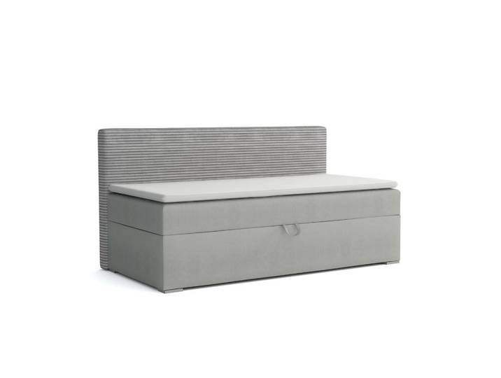 Deine Möbel 24 Boxbett Mati 90/200 Hellgrau mit Taschen-Federkernmatratze H4, Holz, 90x200 cm, Schlafzimmer, Betten, Boxspringbetten