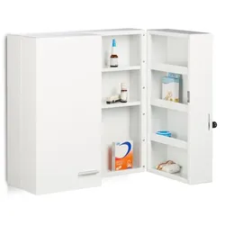 Relaxdays Medikamentenschrank XXL Premium Weiß,Silber