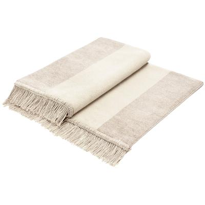 Sofaschoner BIEDERLACK "Cotton Cover Salt & Pepper", beige (natur), B:100cm L:200cm, Baumwolle, Polyacryl, Polyester, Sesselschoner, 100 x 200 cm (Breite x Länge) mit Fransen