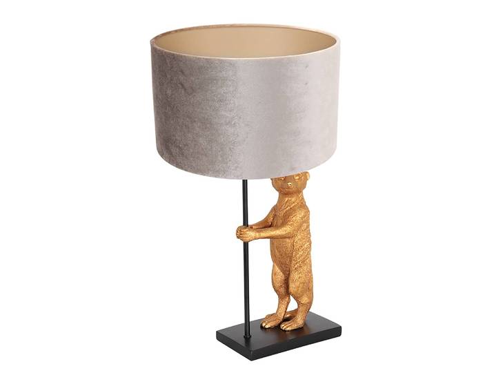 Tischleuchte Animaux Typ A Ø 30cm Schwarz/Taupe Samt E27