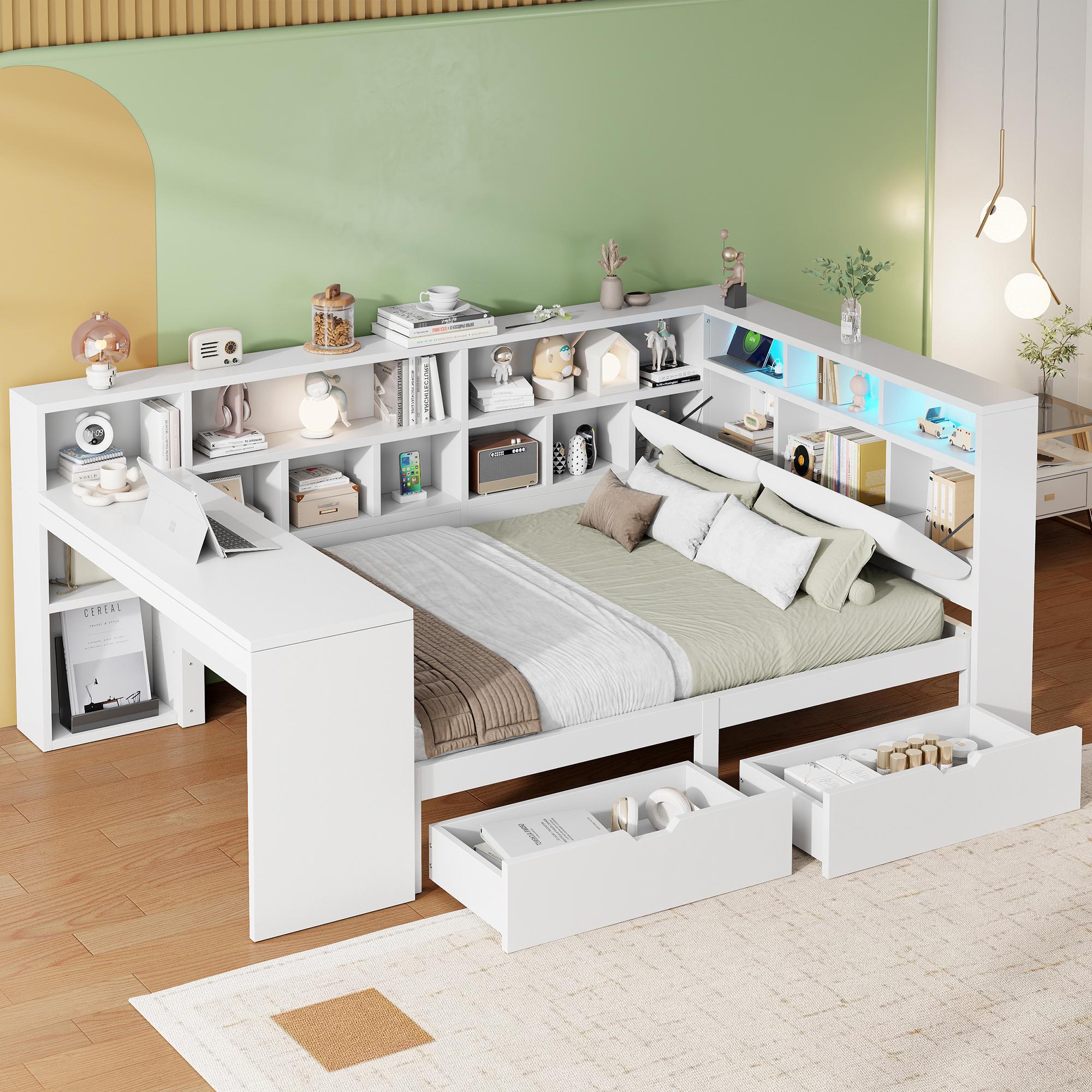 MODFU Kinderbett 140x200 mit Matratze ,Tagesbett mit L-f