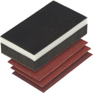 Wolfcraft Handschleifer 2892000 Set, 4-teilig, 70 x 125mm, Klemmverschluss
