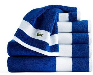 Lacoste Sport Stripe 6-Piece Supima 100% Cotton Bath Towel Set - 2 Bath Towels, 2 Hand Towels, 2 Washcloths