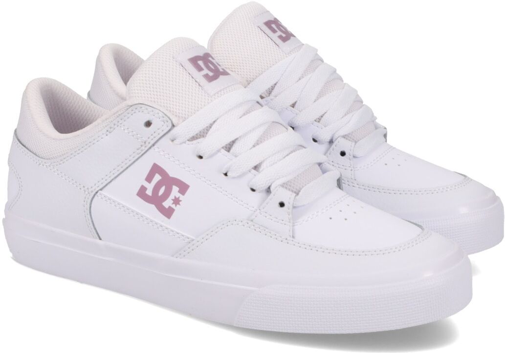 Sneaker DC SHOES "Onyx", Damen, Gr. 7(38), weiß, lavender, Obermaterial:89, 4% Leder, 1, 8% Synthetik, 8, 8% Polyester., Schuhe Sneaker weiß, lavender 7(38)