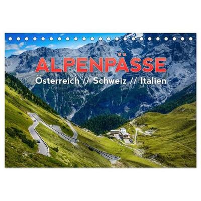 ALPENPÄSSE Österreich - Schweiz - Italien (Tischkalender 2027 DIN A5 quer), CALVENDO Monatskalender