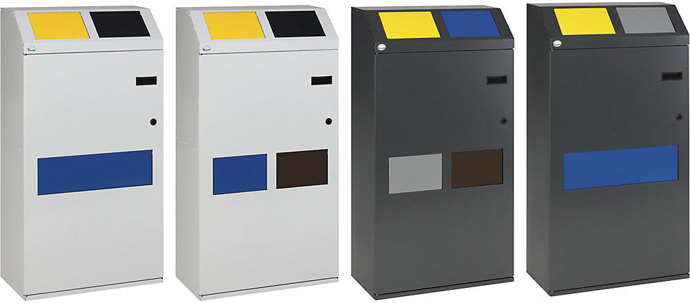 Wertstoffsammelschrank, 4-fach-Sammler, Volumen 100 Liter, lichtgrau VAR