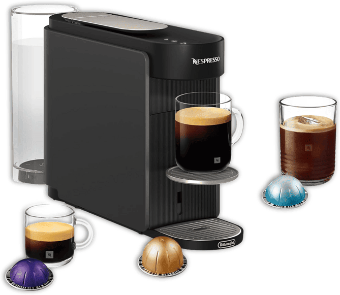 DE LONGHI Cafetera de cápsulas - De'Longhi Vertuo Up ENV200.GY, 19 bar, Nespresso Smart, 1.4 l, 1100 W, Negro