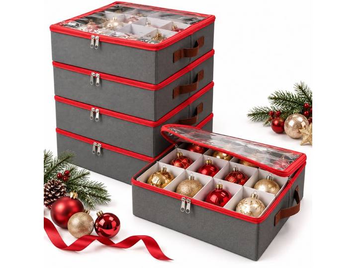 Relaxdays 4 Boîte de rangement pour boules de Noël