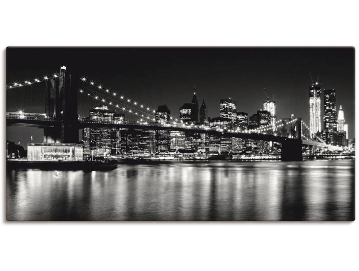 Leinwandbild ARTLAND Nächtliche Skyline Manhattan I , schwarz (farbe bild(er): schwarz), B:100cm H:50cm, Bilder, Leinwandbild, auf Holzrahmen gespannt