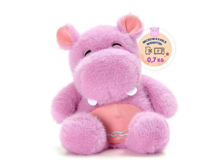 Wärmekissen Nilpferd 0,7 kg 23 cm, Rosa, 19x25 cm, Spielzeug, Kuscheltiere