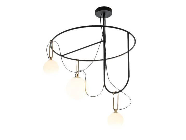 ARTEMIDE lampe à suspension NH S4 CIRCULAIRE (Blanc - Verre soufflé, laiton, acier)