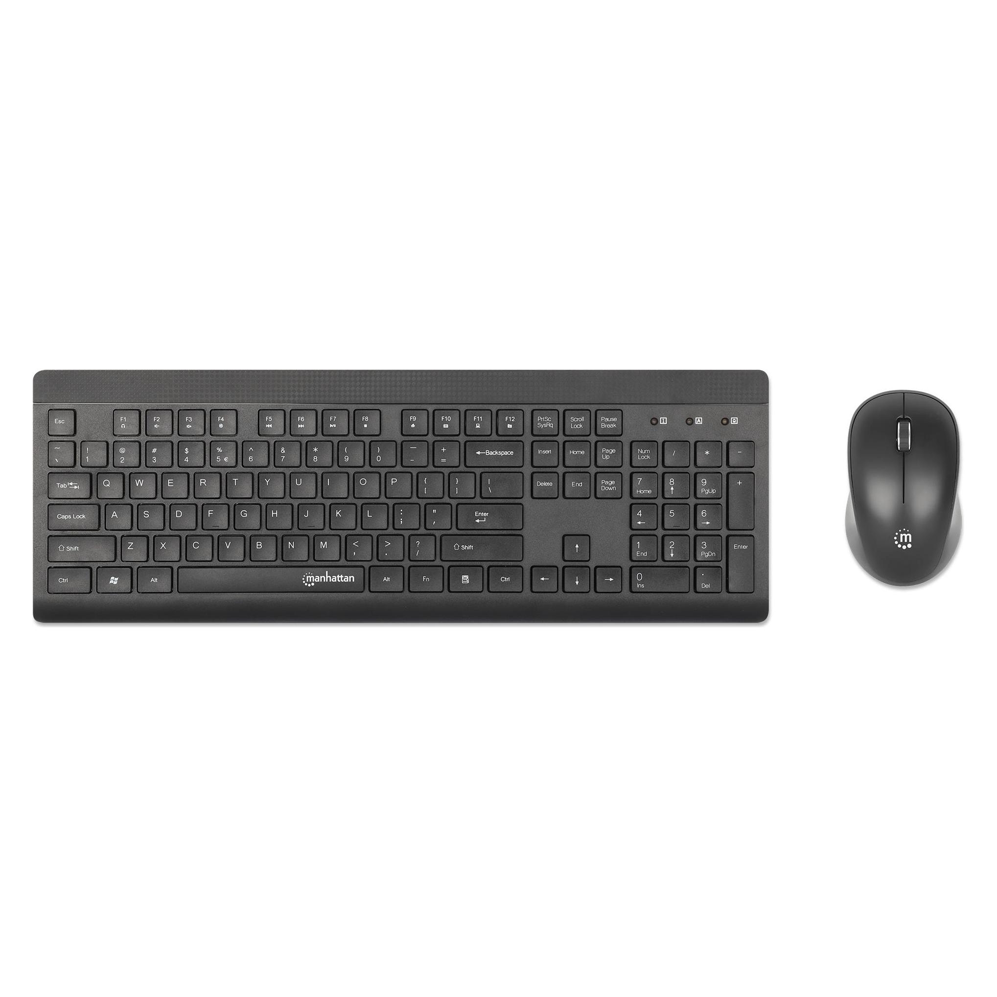 Manhattan MWK7350 Kabelloses Kombo-Set aus USB-Tastatur und Maus (DE, Kabellos) (180771)