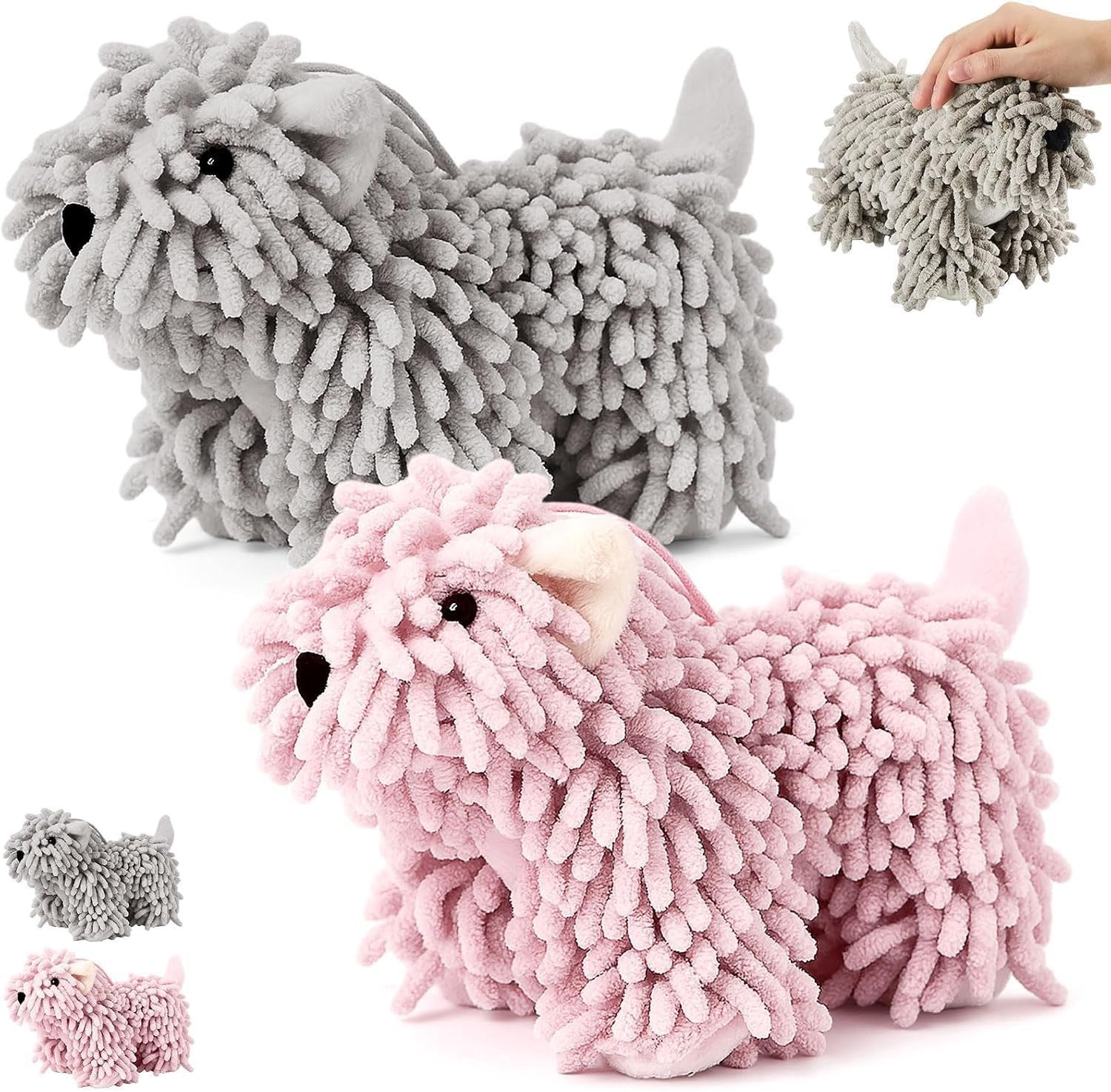 Set van 2 Chenille Handdoeken met Puppy Vorm voor Keuken en Badkamer
