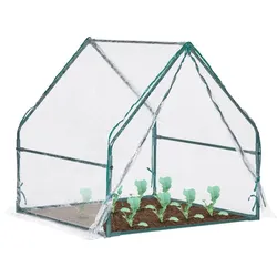 Relaxdays Folienfrühbeet PVC mit Tür Dunkelgrün,Transparent