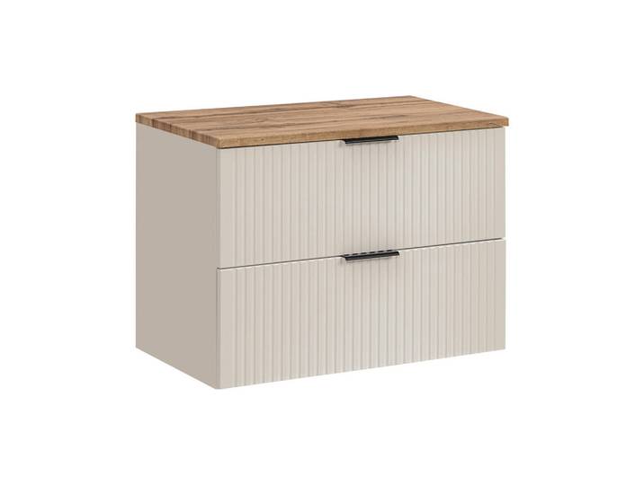 Komodee Waschbeckenunterschrank Aden Set2 Profilierte Fronten Kaschmir, 80x60x46 cm, Badezimmer, Badmöbel, Waschbeckenunterschränke