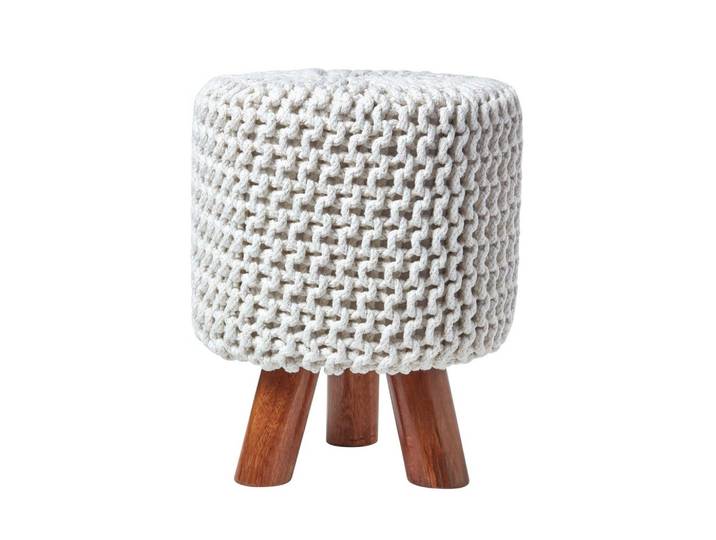 STRICK-HOCKER natur, Dreibein 32/32/42 cm