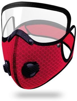Daily Deals Depot Cycling Face Mask With Goggles & Carbon Filter Protection red