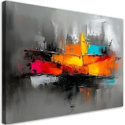 LEINWANDBILD Abstrakt bunt auf grauem Hintergrund 90x60cm
